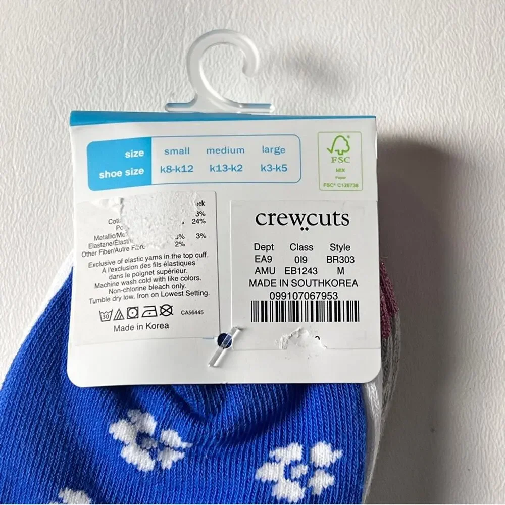 Crewcuts Girl’s Multi-pack Design Socks Sz M NWT